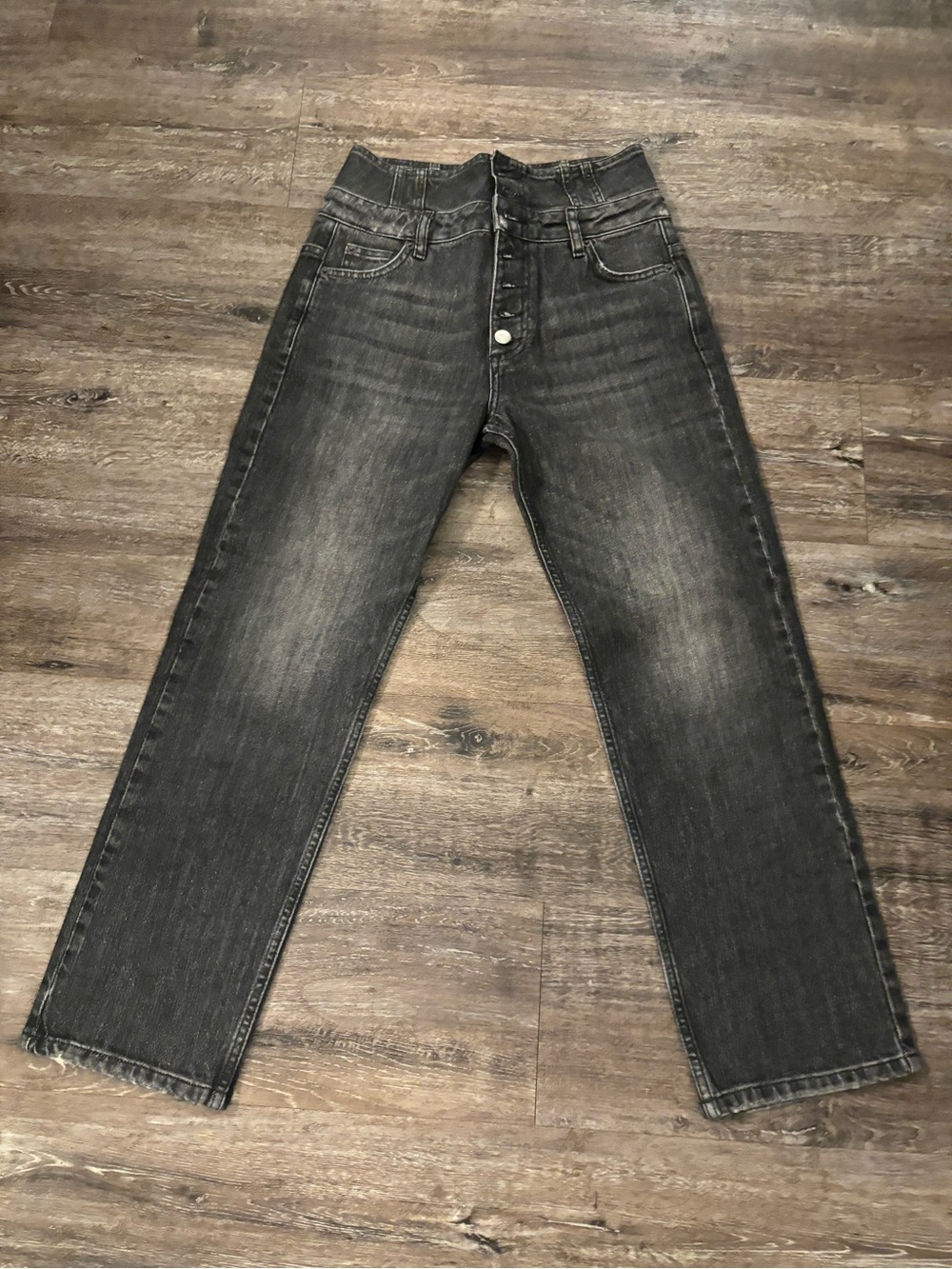 Marissa Webb Women's Washed Black Straight Jeans button fly size 26